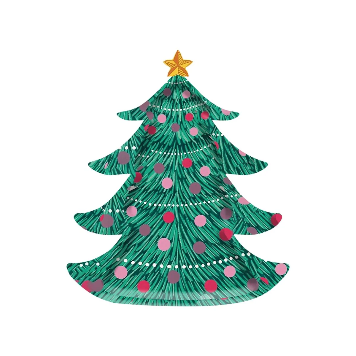 Nutcracker Small Tree Shaped Dessert Paper Plates, 9 Inches, 8 Count