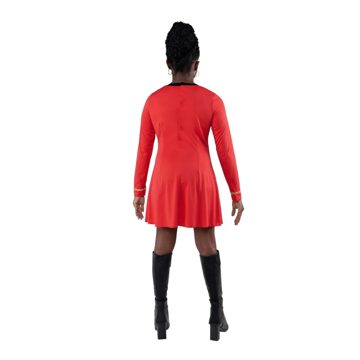 Nyota Uhura Costume for Adults, Star Trek, Red and Earrings - Image 3