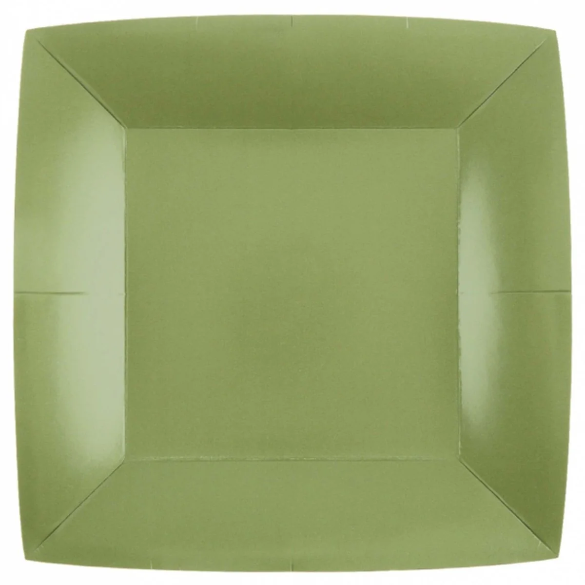 Olive Green Large Square Compostable Lunch Party Paper Plates, 9 Inches, 10 Count