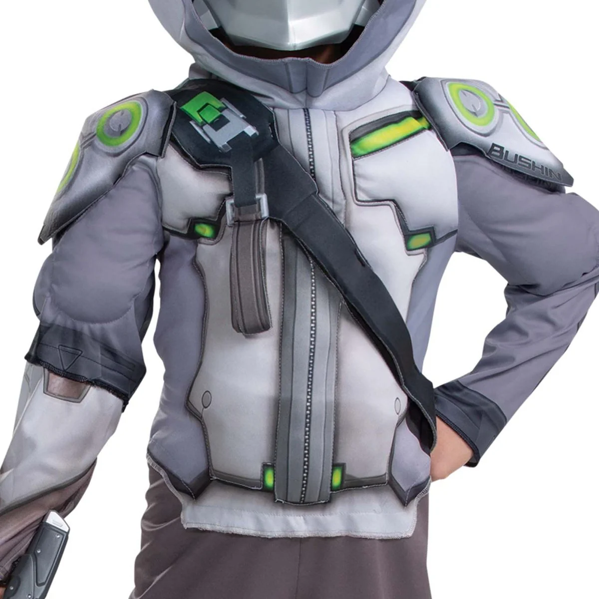 Overwatch 2 Genji Deluxe Muscle Costume for Kids, Grey Hooded Jumpsuit - Image 3