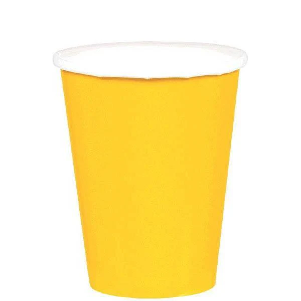 Paper Cups 9 Oz - Yellow Sunshine 20/pkg.