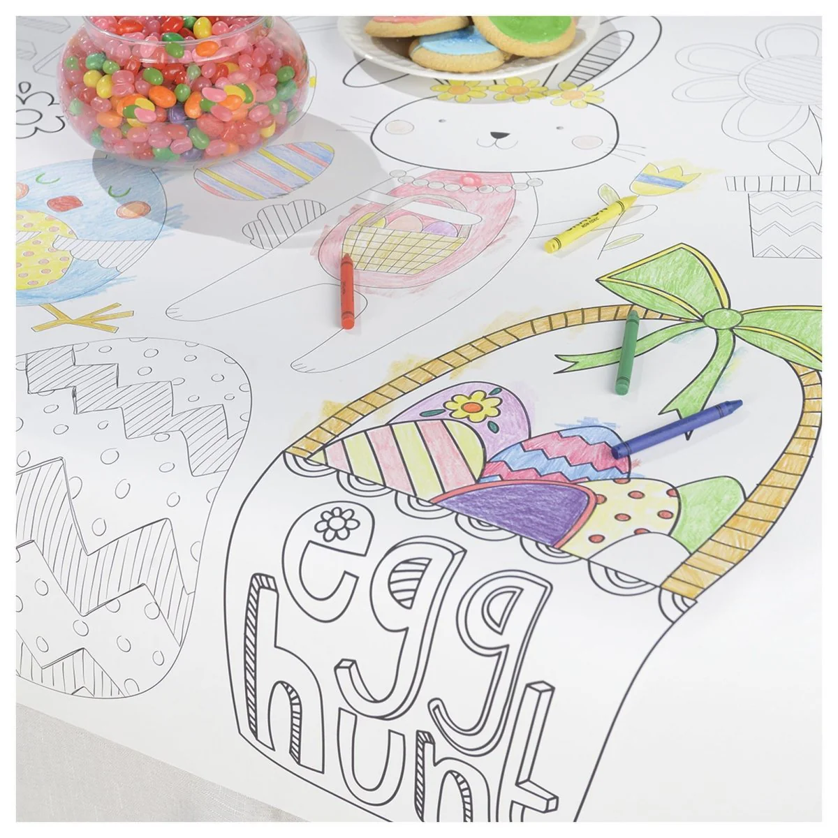 Paper Easter Coloring Tablecover, 48 X 36 Inches, 1 Count