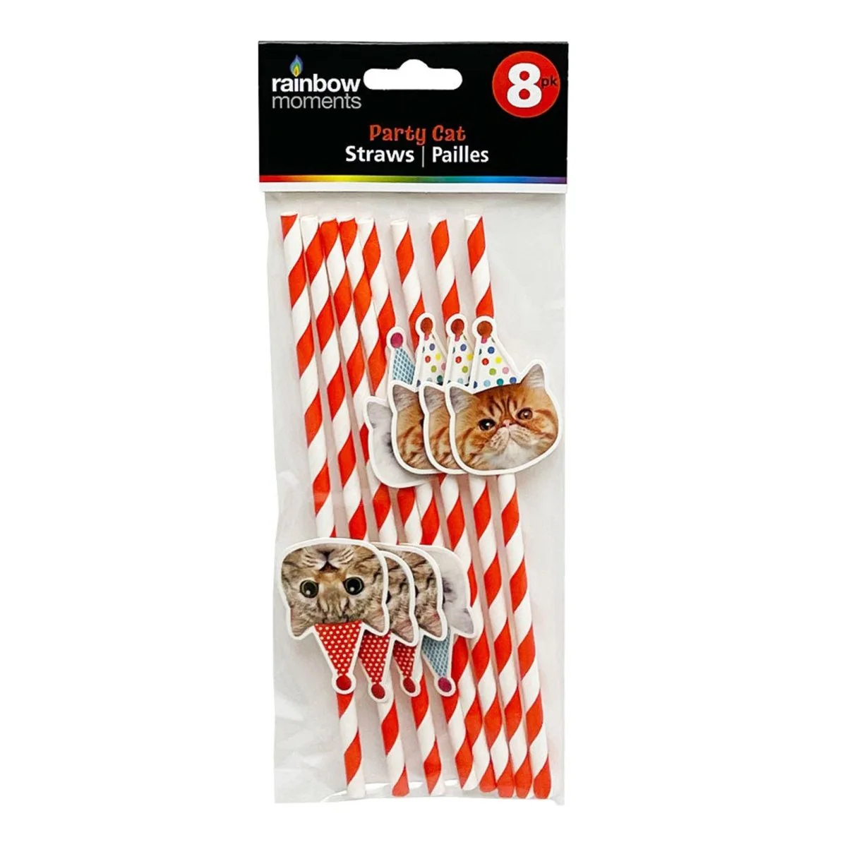 Party Cats Birthday Paper Straws, 8 Count