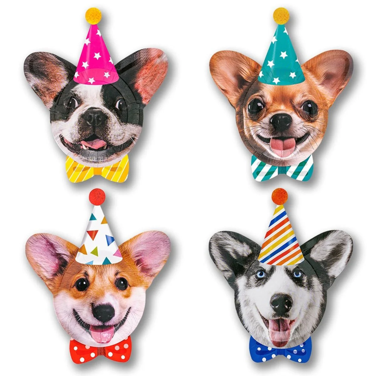 Party Dogs Birthday Small Dessert Paper Plates, 7 Inches, 8 Count
