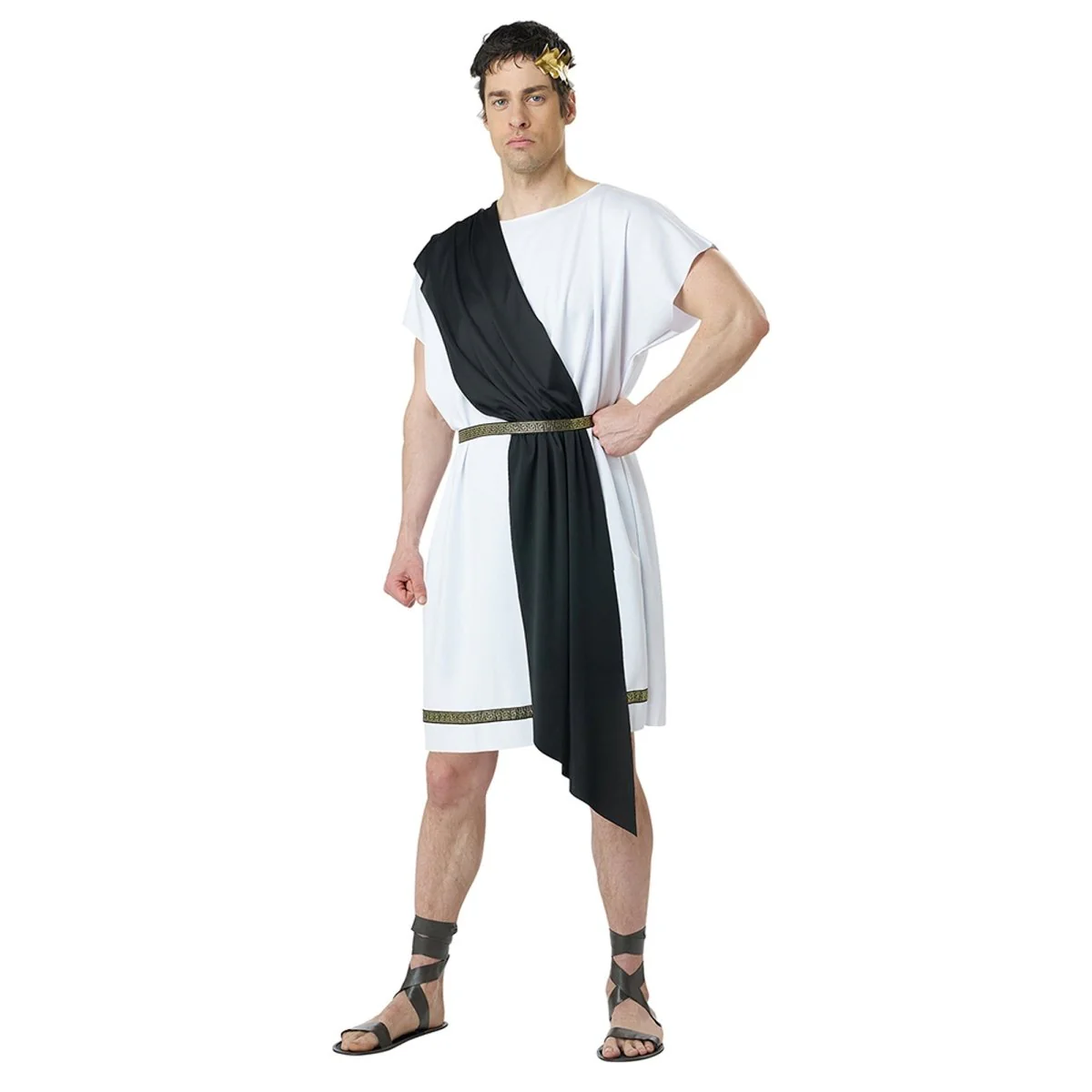 Party Toga Costume for Adults, Black and Gold