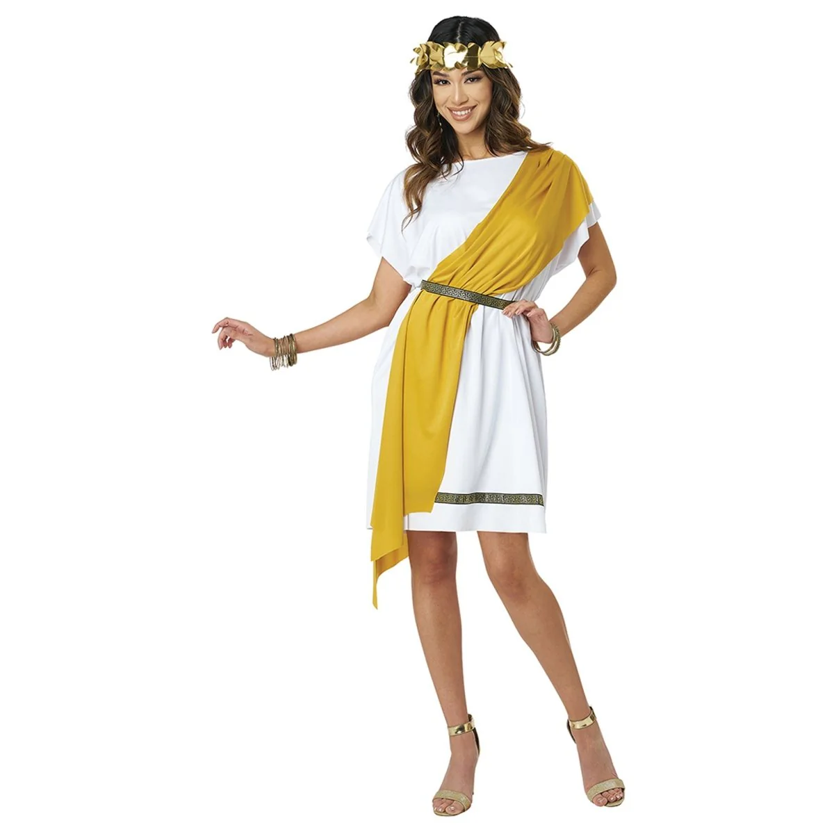 Party Toga Costume for Adults, Black and Gold - Image 5