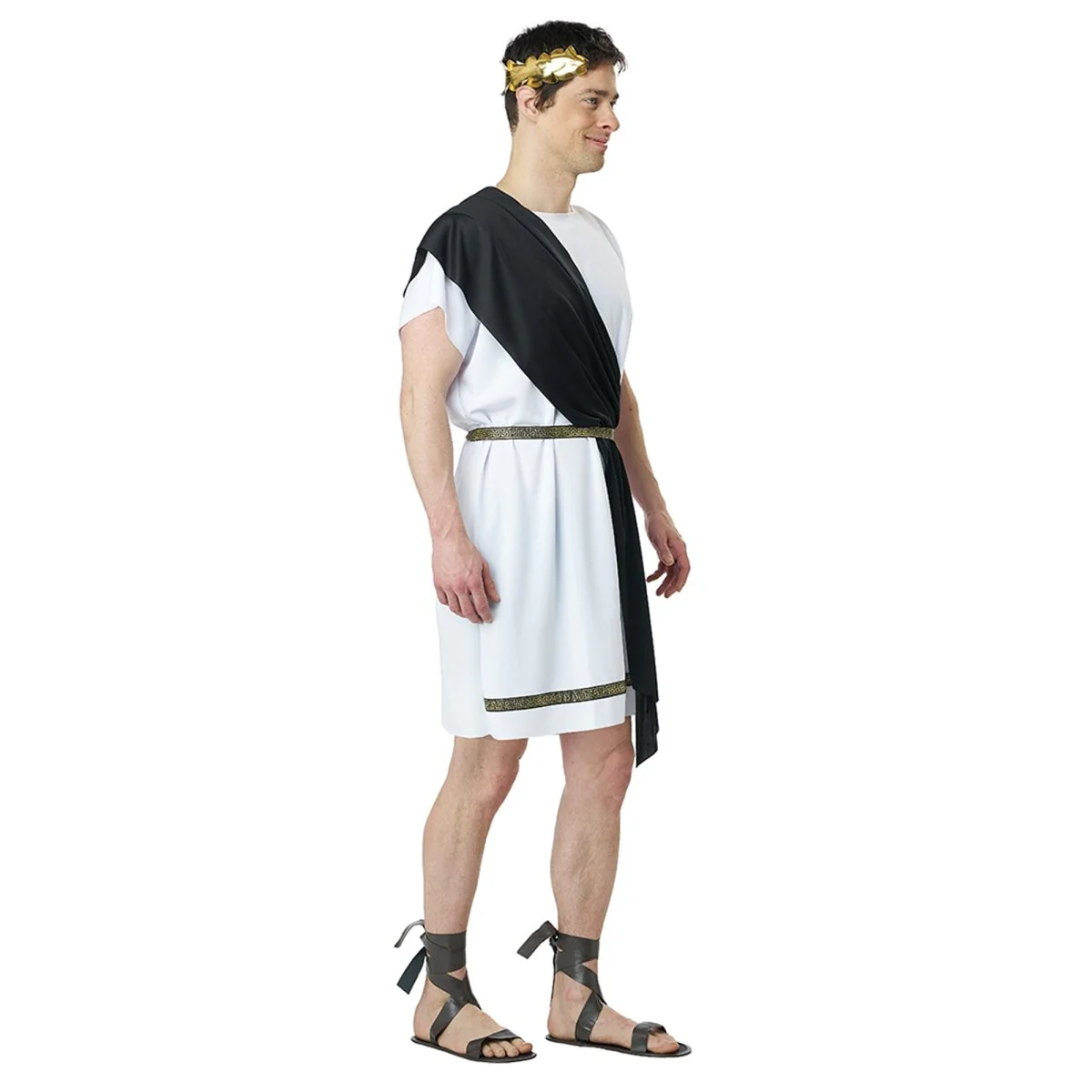 Party Toga Costume for Adults, Black and Gold - Image 9