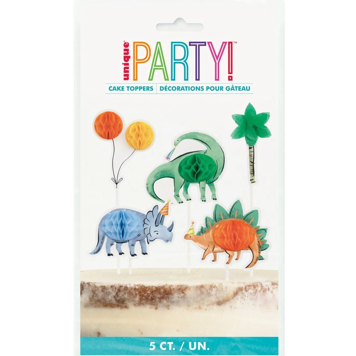 Partying Dinosaurs Birthday Honeycomb Cake Topper Kit, 5 Count - Image 2