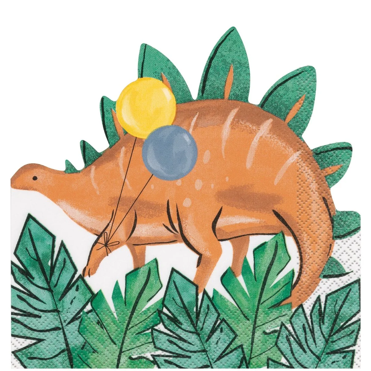 Partying Dinosaurs Birthday Large Dino Shaped Lunch Napkins, 16 Count
