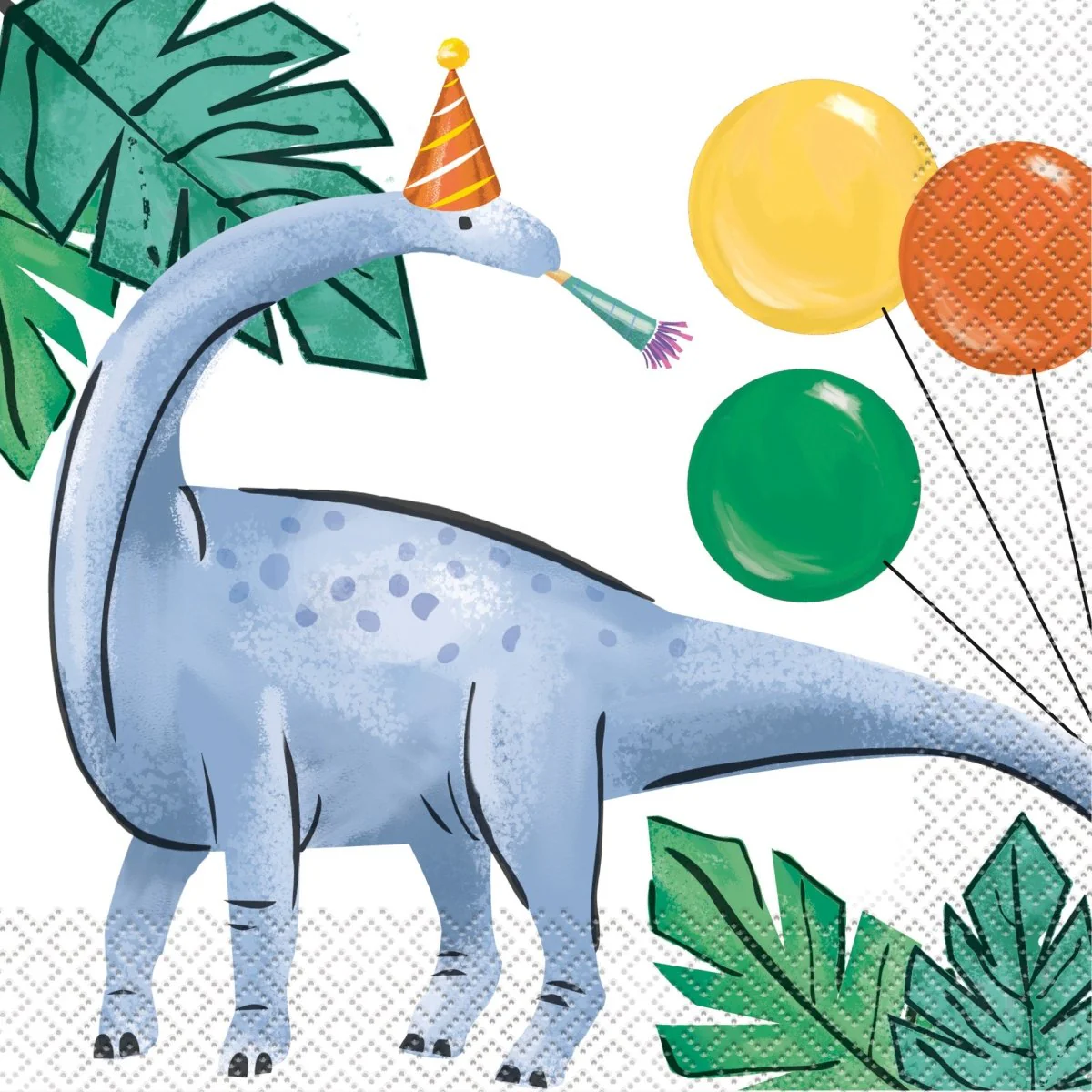 Partying Dinosaurs Birthday Large Lunch Napkins, 16 Count