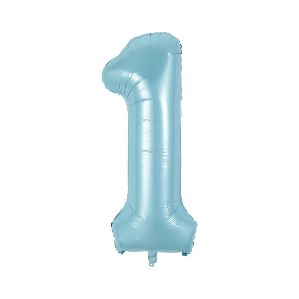 Pastel Blue Number 1 Foil Balloon, 34 Inches