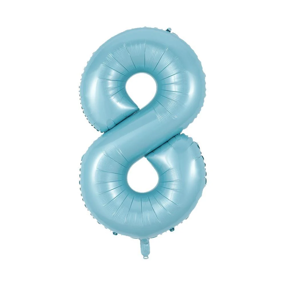 Pastel Blue Number 8 Foil Balloon, 34 Inches