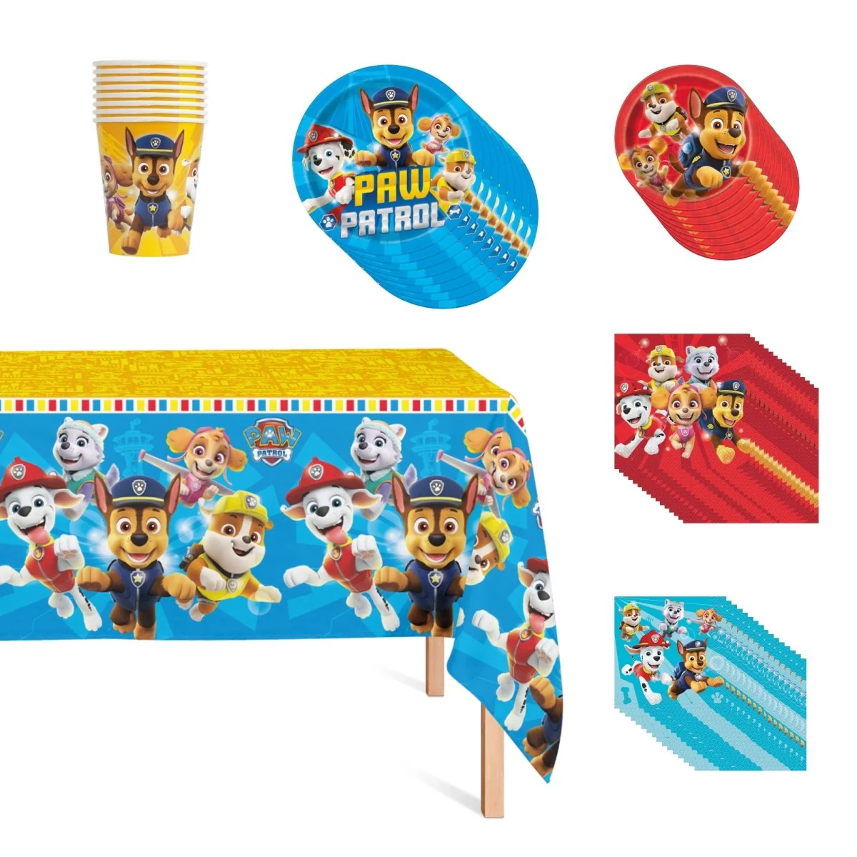 Paw Patrol Basic Tableware Birthday Party Supplies Kit, 8 Guests