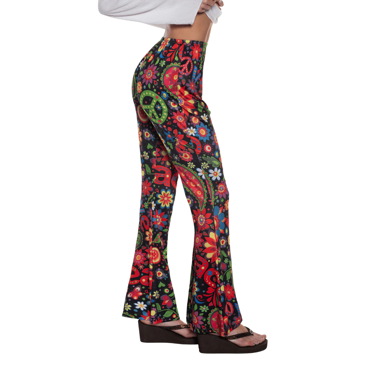 Peace Sign Bell Bottoms Leggings for Adults