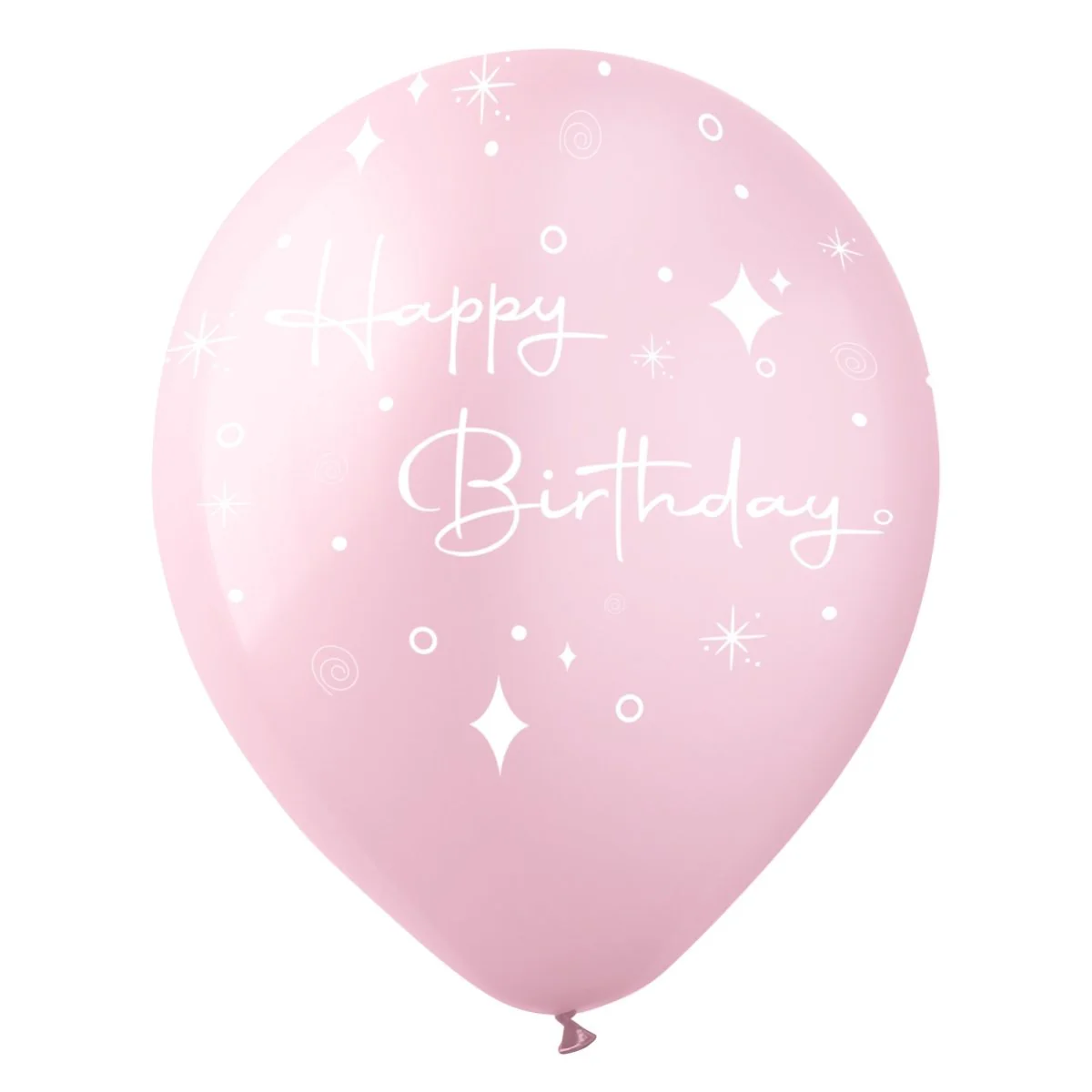 Pearl Light Pink Happy Birthday Latex Balloons, 12 Inches, 15 Count