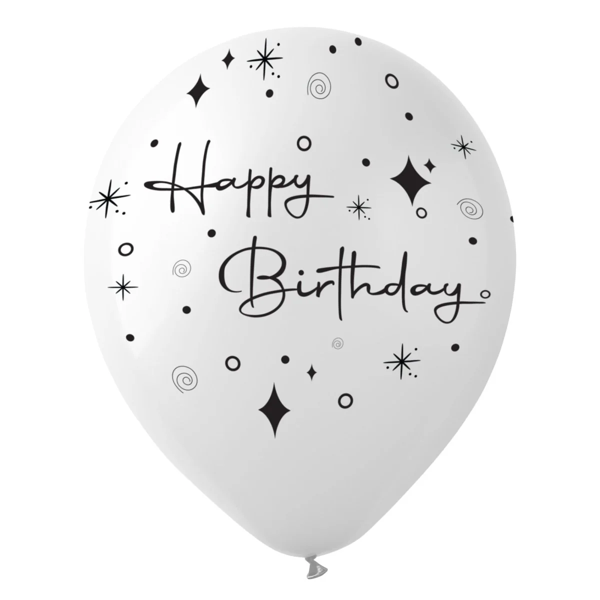 Pearl White Happy Birthday Latex Balloons, 12 Inches, 15 Count