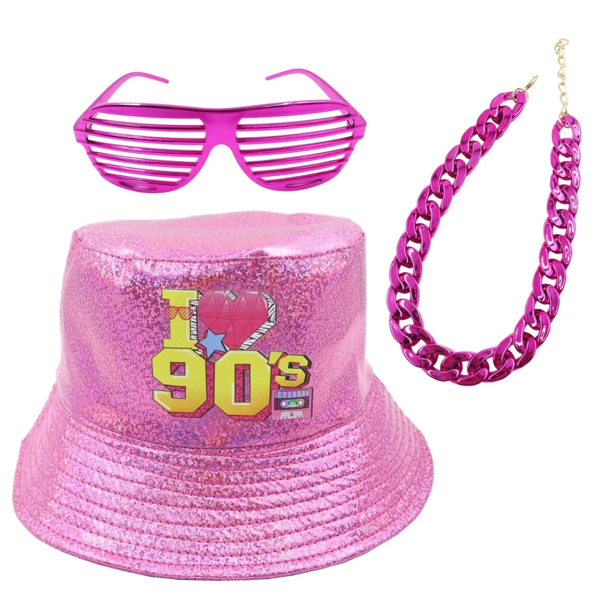 Pink 90s Retro Accessory Kit for Adults