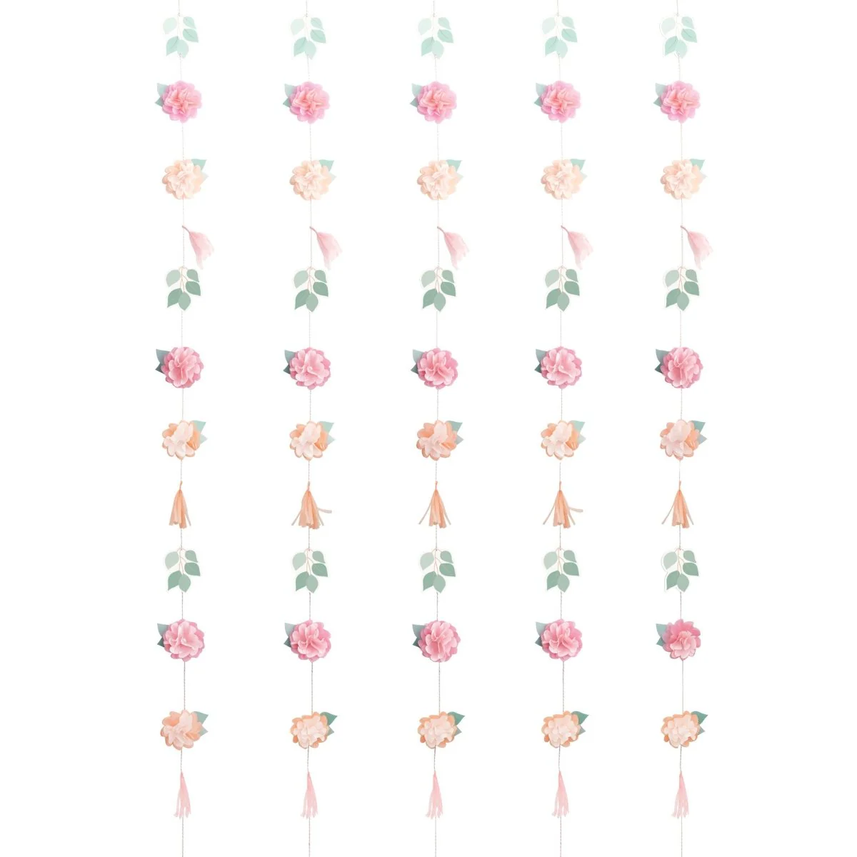 Pink Blooms Bridal Tassel and Flower Garland Backdrop, 1 Count