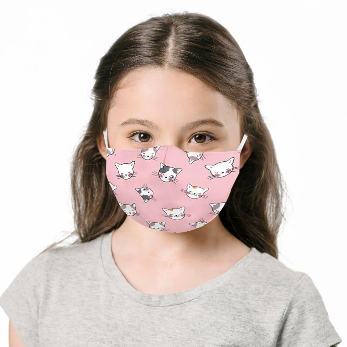 Pink Cat Washable Cotton Face Mask for Kids - Image 2