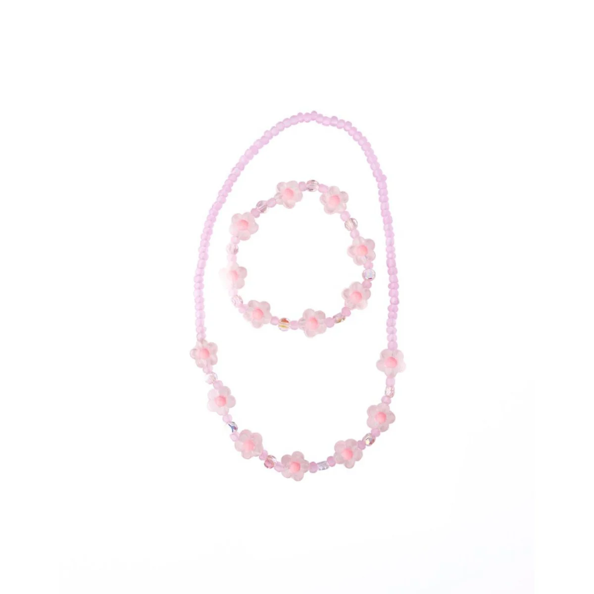 Pink Crystal Blooms Necklace And Bracelet Set, 2 count