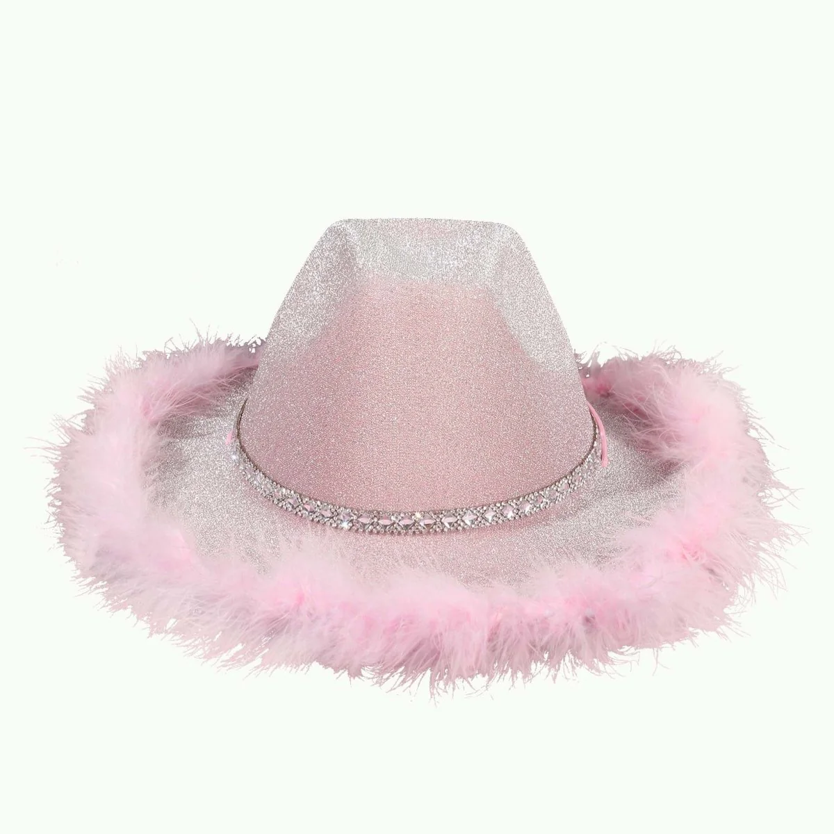Pink Feather Cowgirl Hat for Adults - Image 2