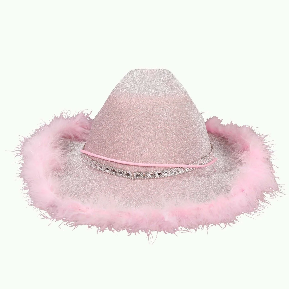 Pink Feather Cowgirl Hat for Adults - Image 3