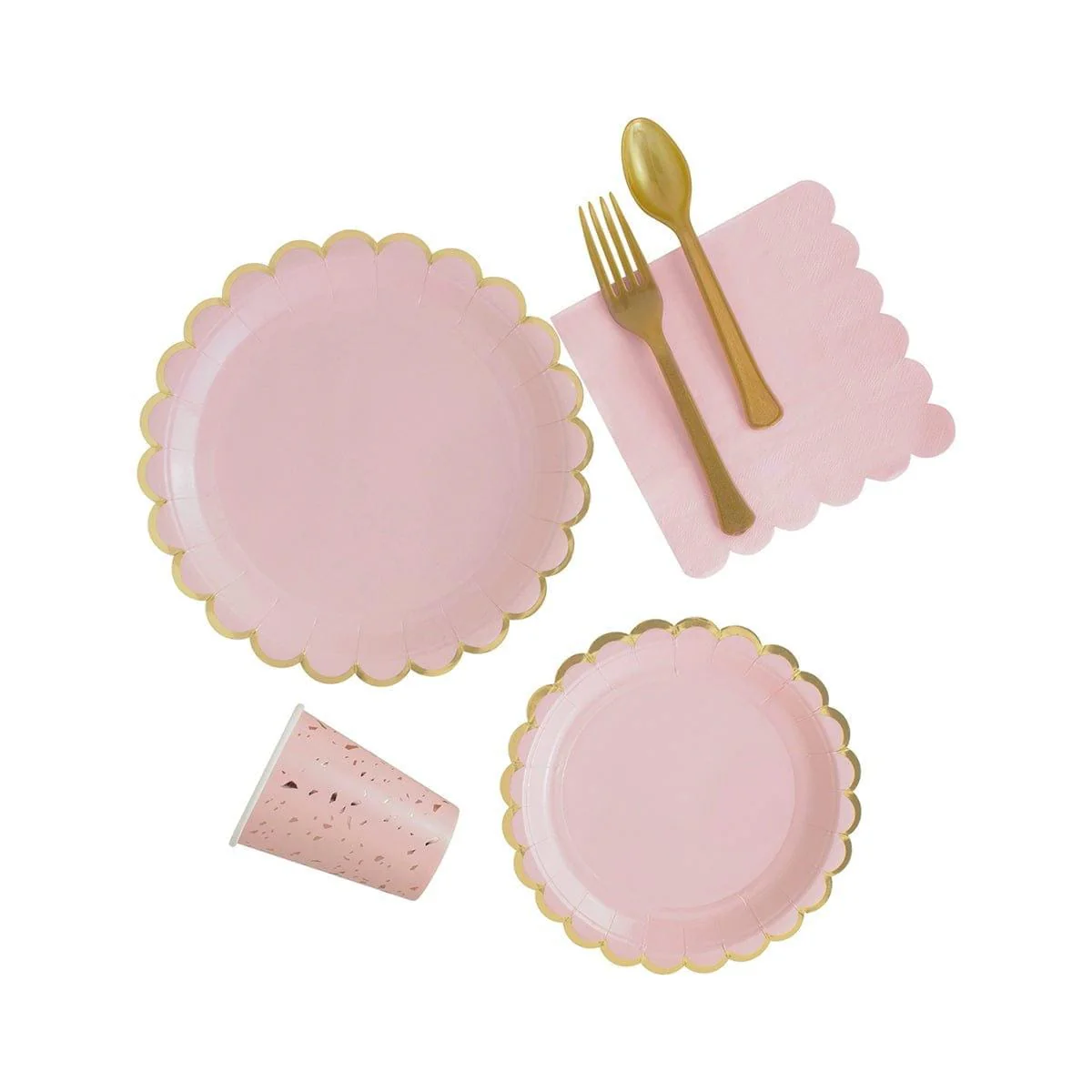 Pink Flowers Gold Edge Plates, 7 inches, 8 Count - Image 2