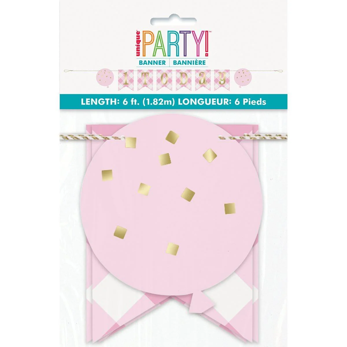 Pink Gingham Pennant Banner