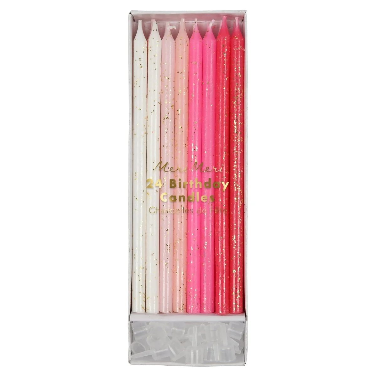 Pink Glitter Candles, 5.75 Inches, 24 Count