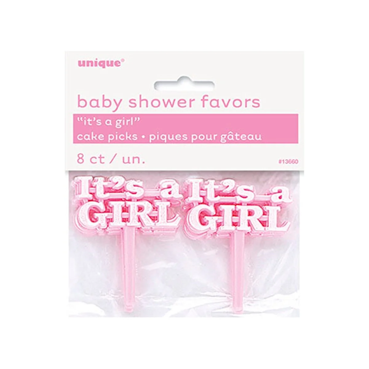Pink "It's a Girl" Cupcake Picks, 8 Count