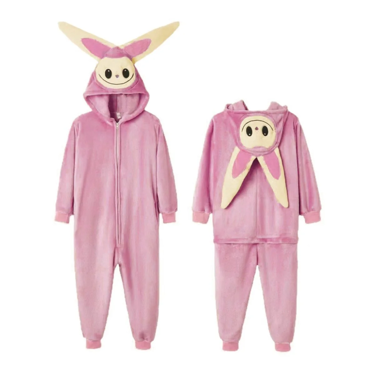 Pink Lafufu Costume for Kids, Hooded Jumpsuit - Image 2