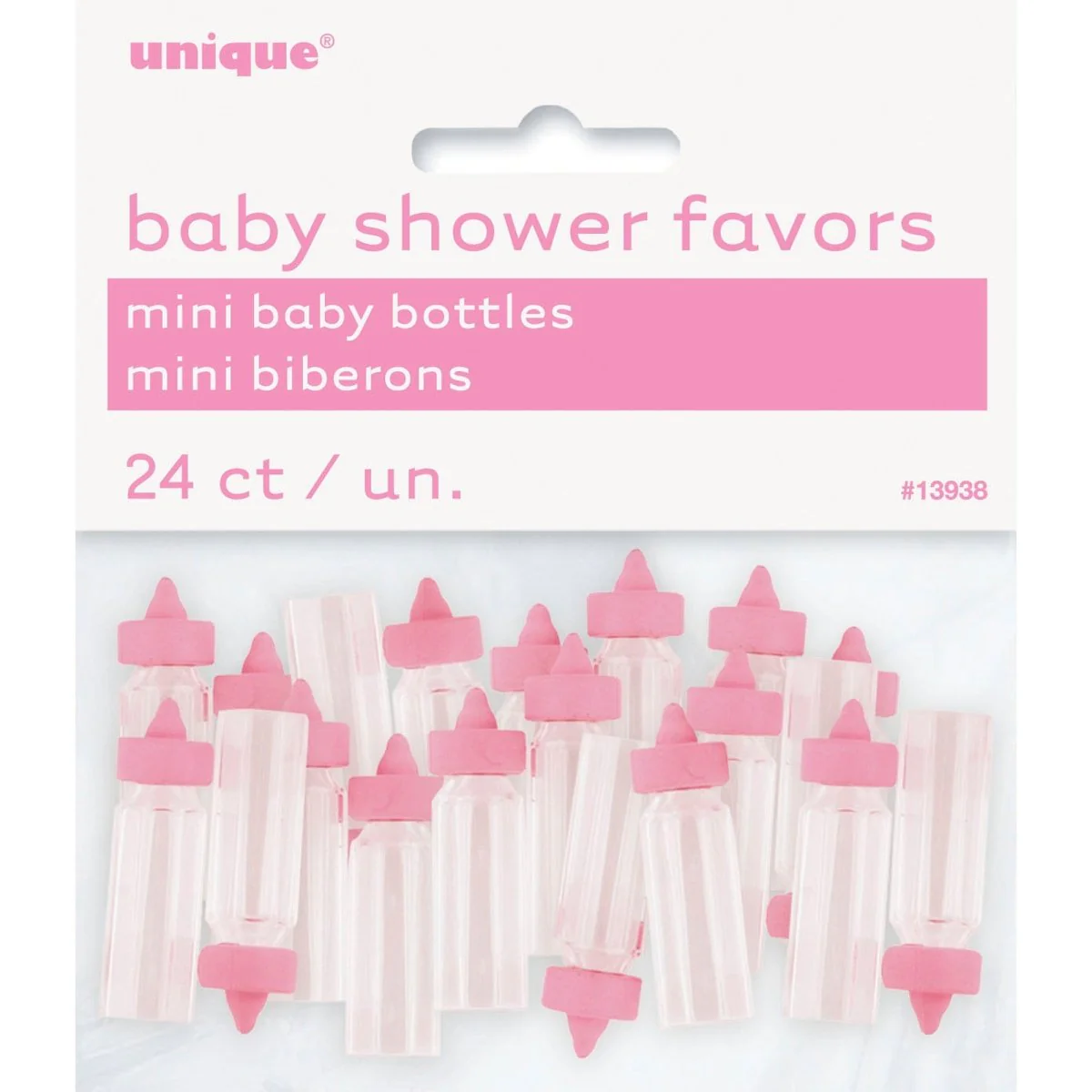 Pink Mini Plastic Baby Bottles, 24 Count