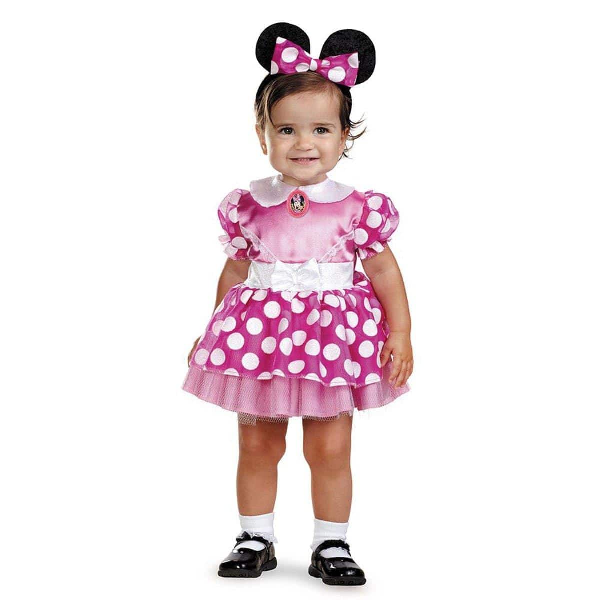 Pink Minnie Classic Costume for Toddlers, Pink and White Dress with Headband