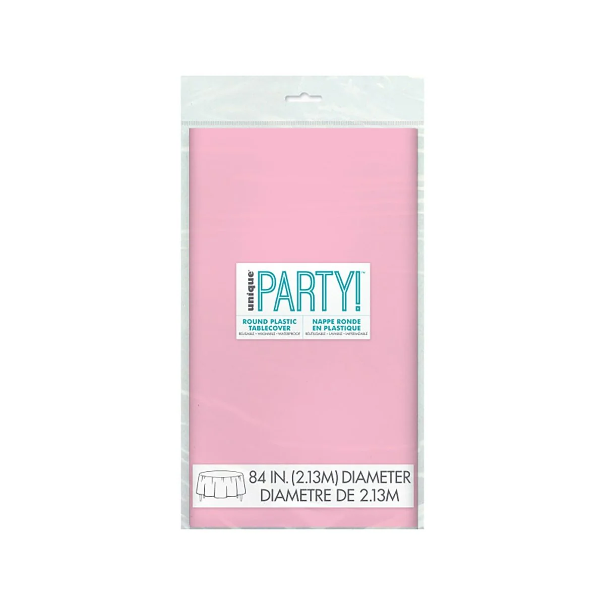 Pink Round Plastic Tablecover, 84 Inches, 1 Count - Image 2