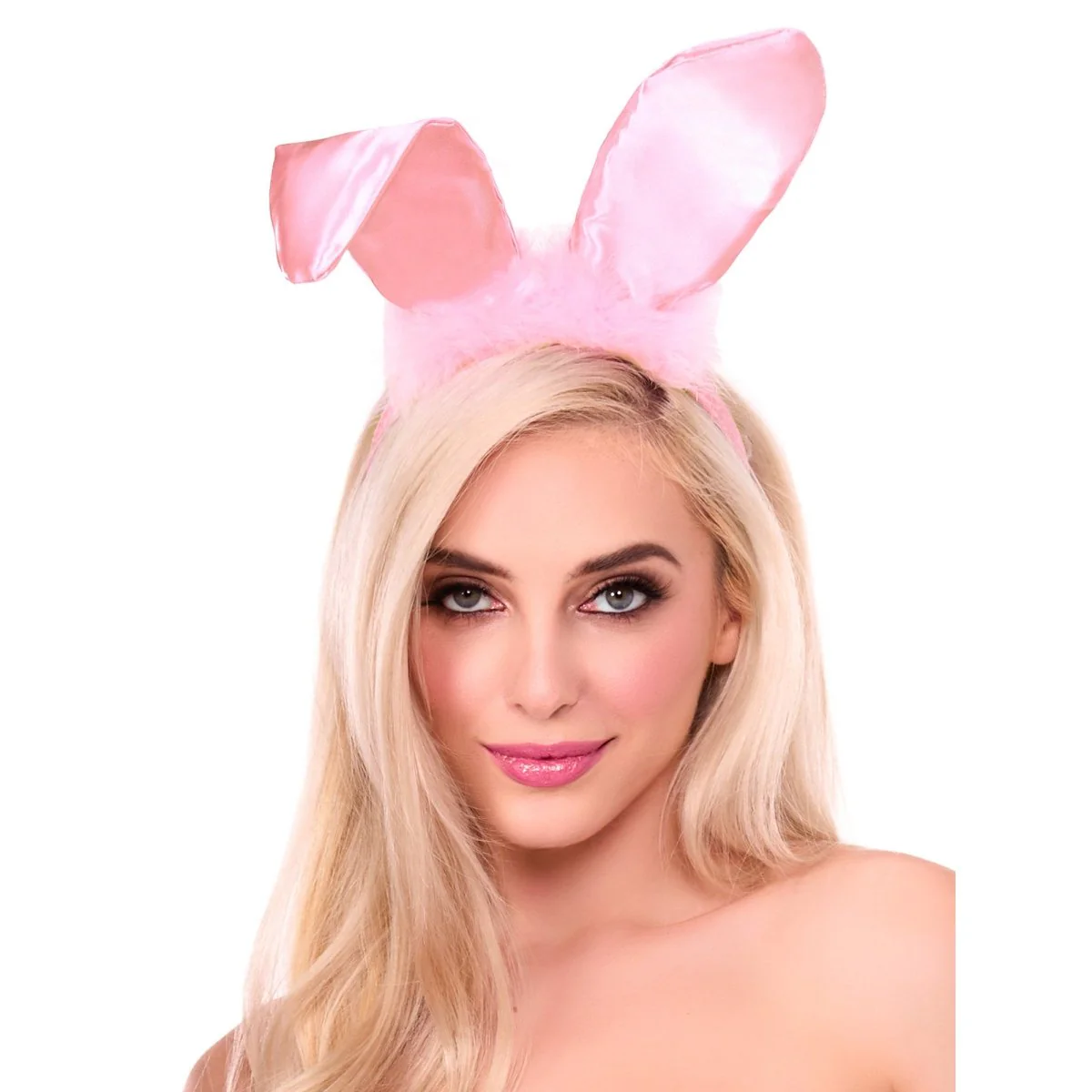 Pink Satin Bunny Ears for Adults