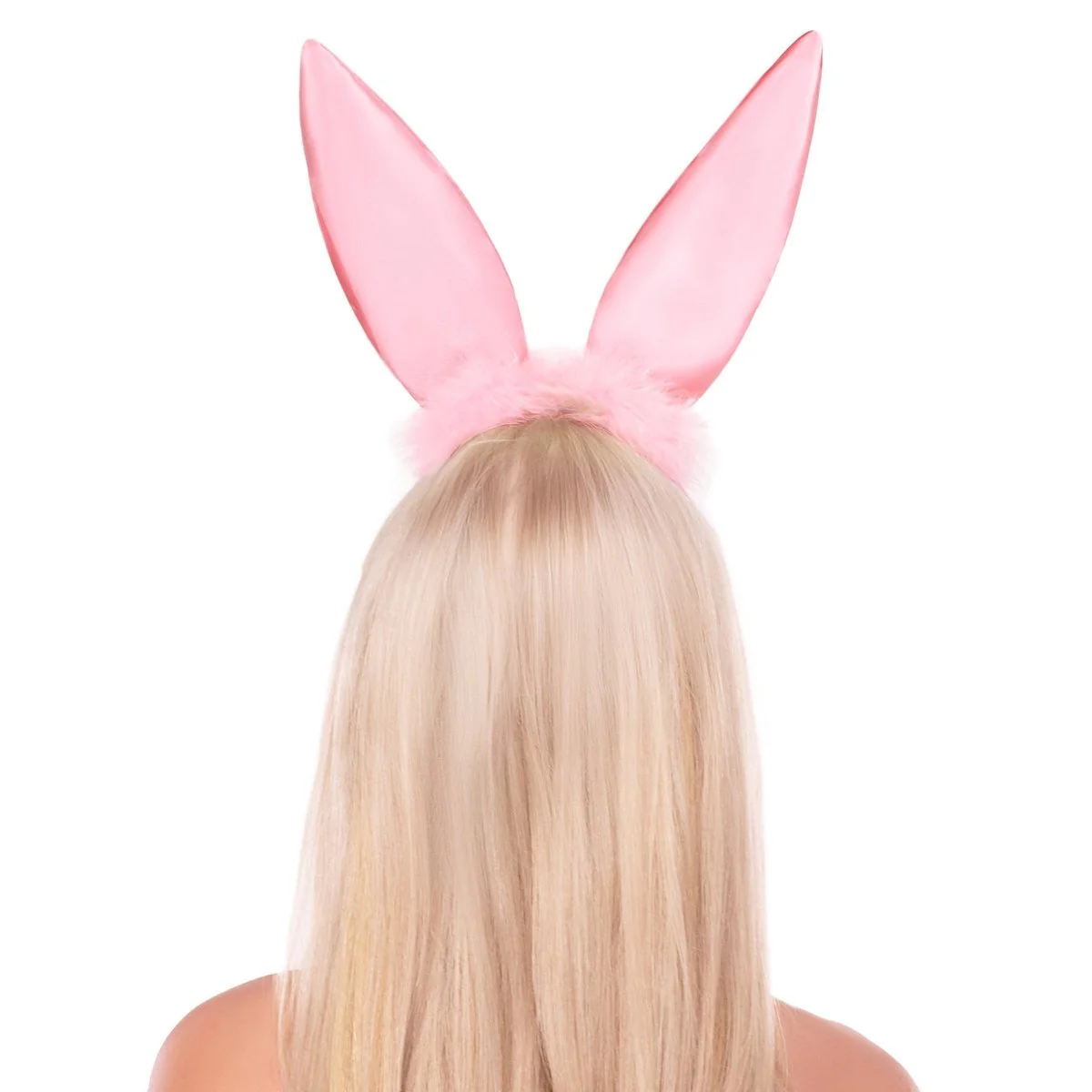 Pink Satin Bunny Ears for Adults - Image 2