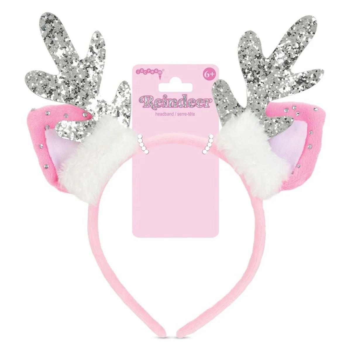 Pink Sparkle Reindeer Headband for Kids - Image 2