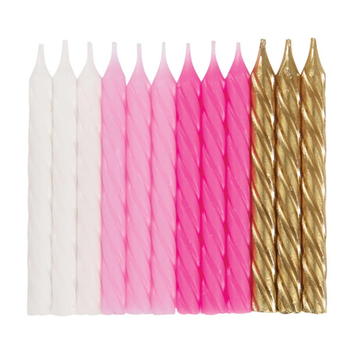 Pink, White & Silver Spiral Candle, 24 Count