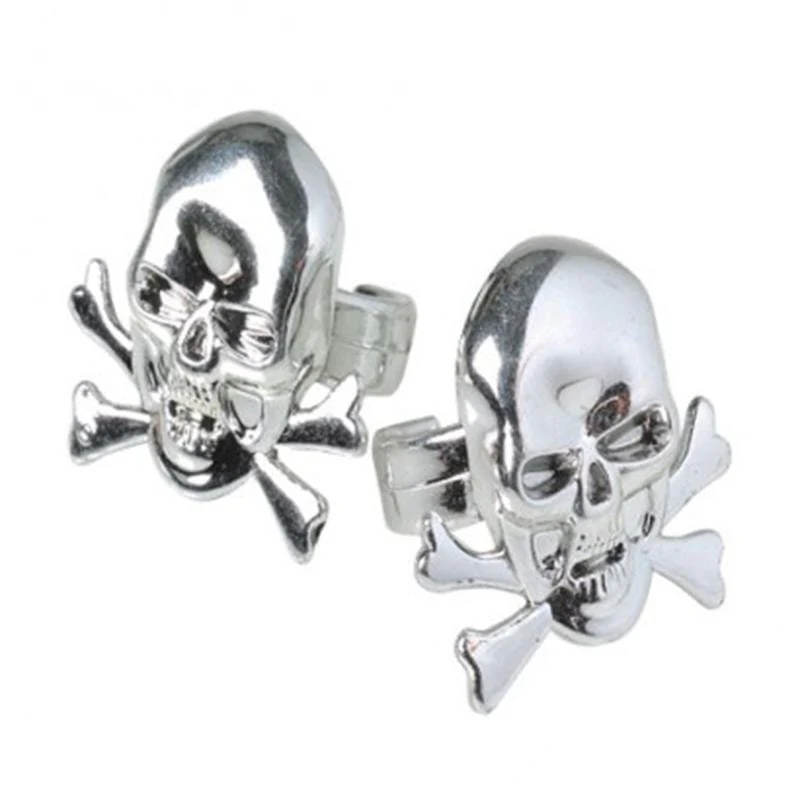 Pirate metallic skull rings, 12 per package