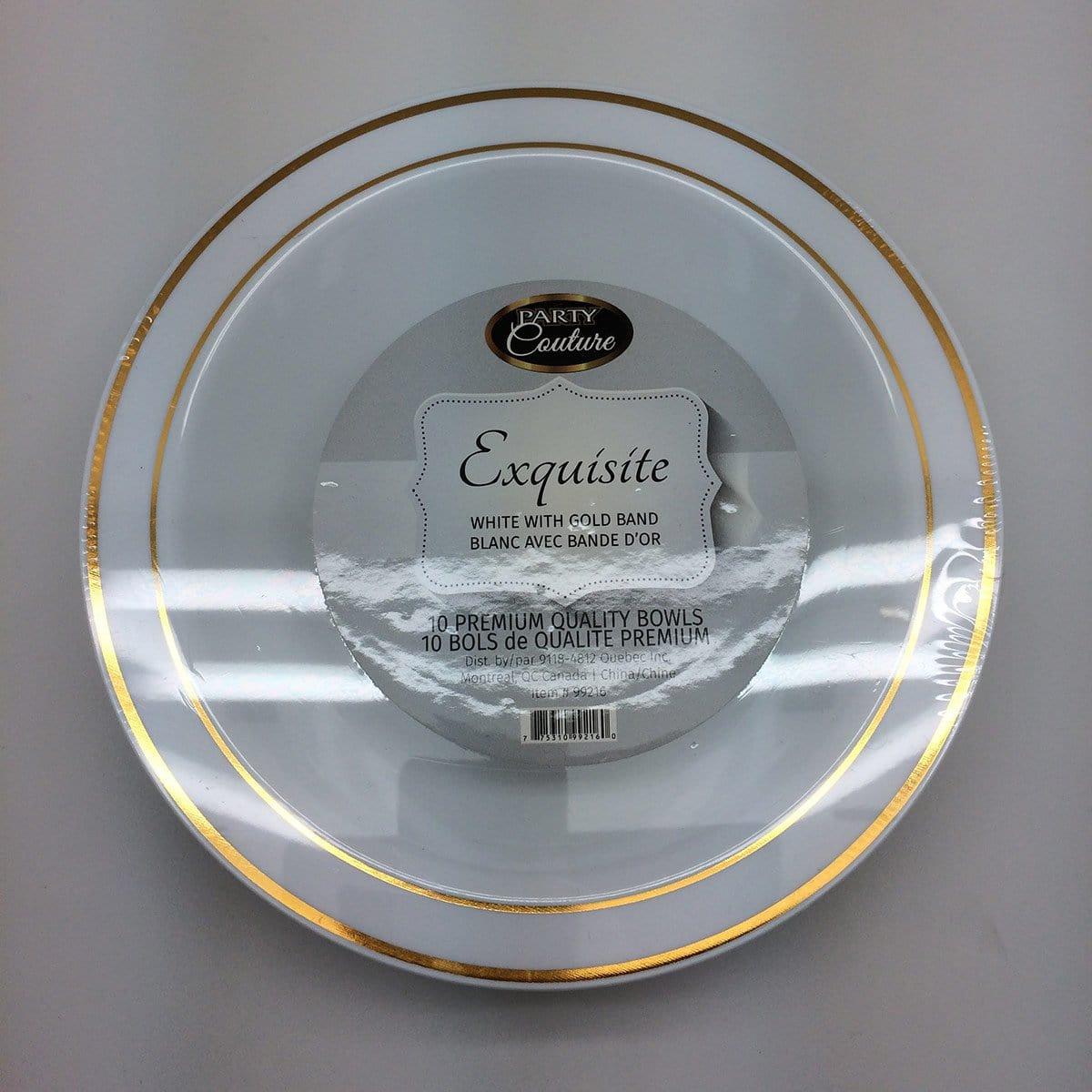Plastic Bowls - White W/gold Trim 10/pk