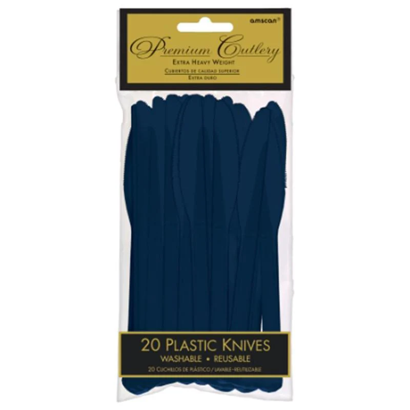 Plastic Knives - True Navy 20/pkg