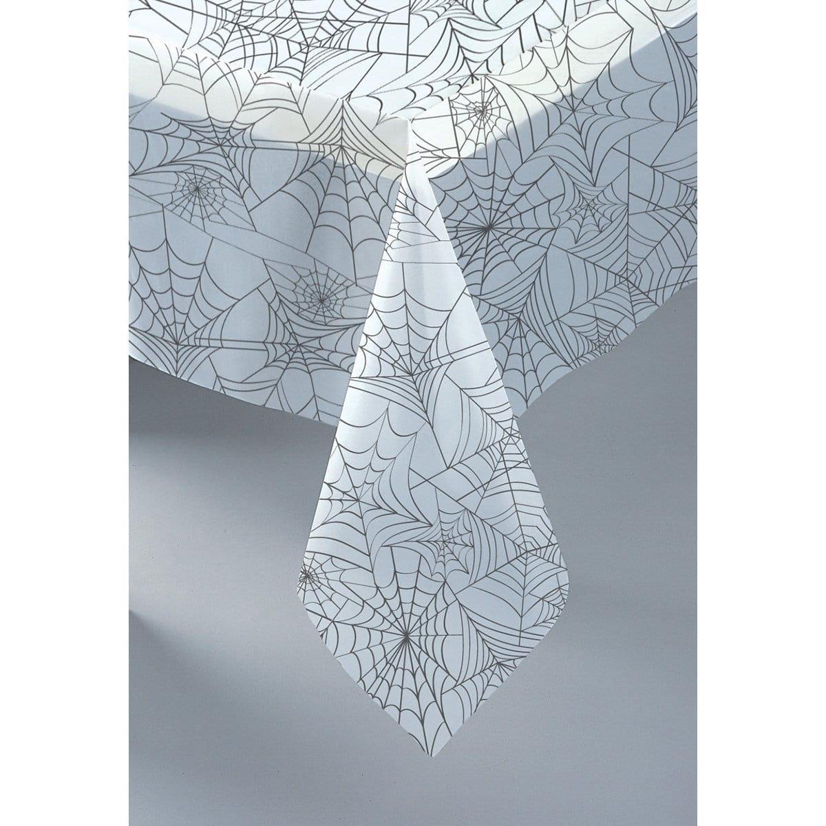 Clear plastic tablecover with web prints