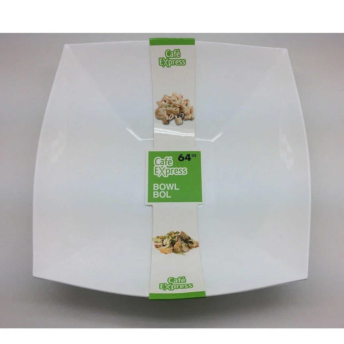 Plastic Square Bowl - White 64 oz