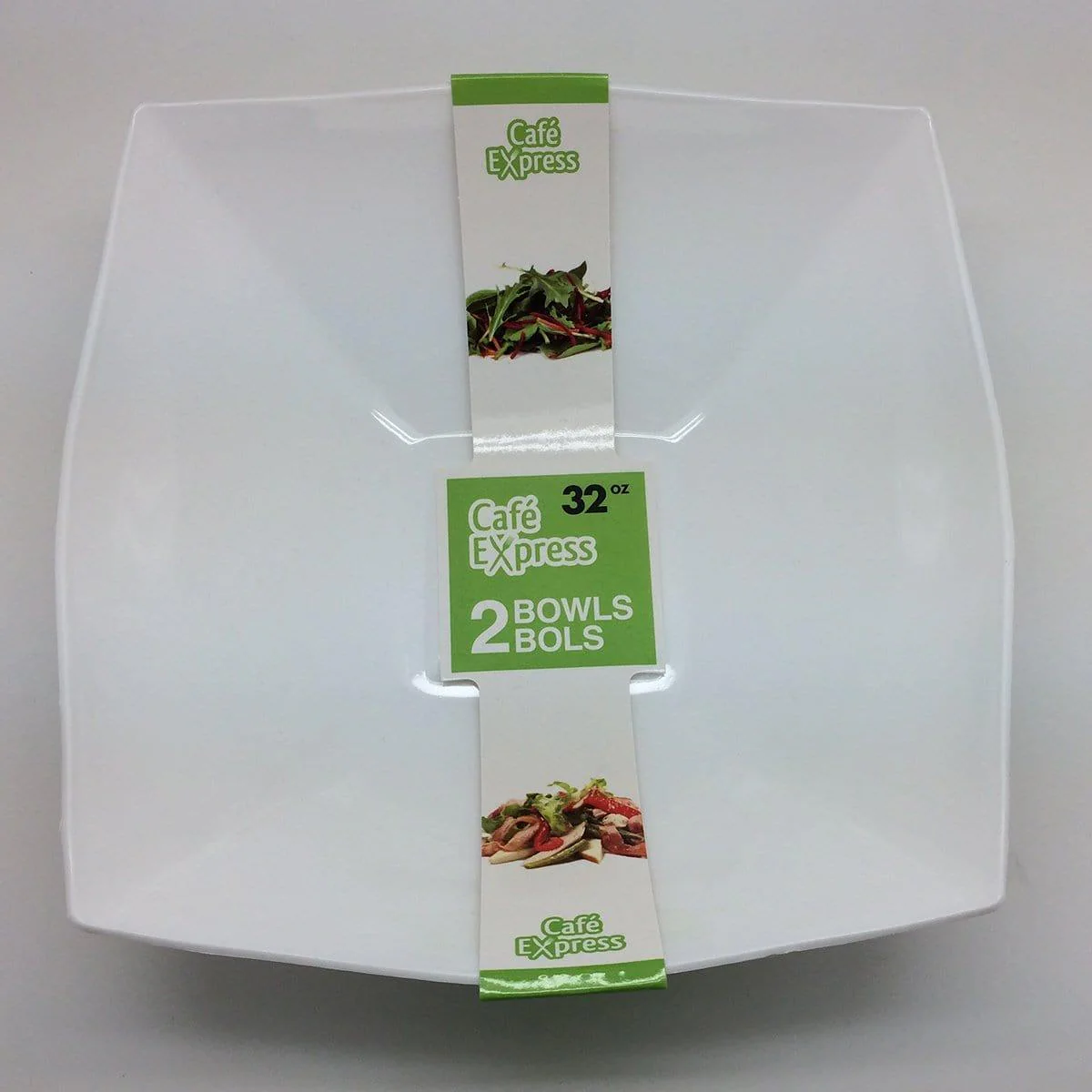 Plastic White 32oz. Squares Bowls 2/pkg