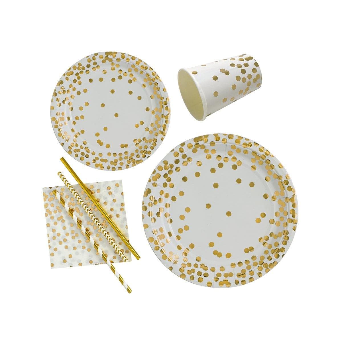 Plates 7'' - Gold Confetti - 8/Pk - Image 2