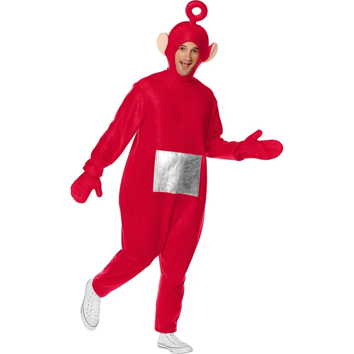 Teletubbies Po Costume for Adults, Red Jumpsuit With Hood