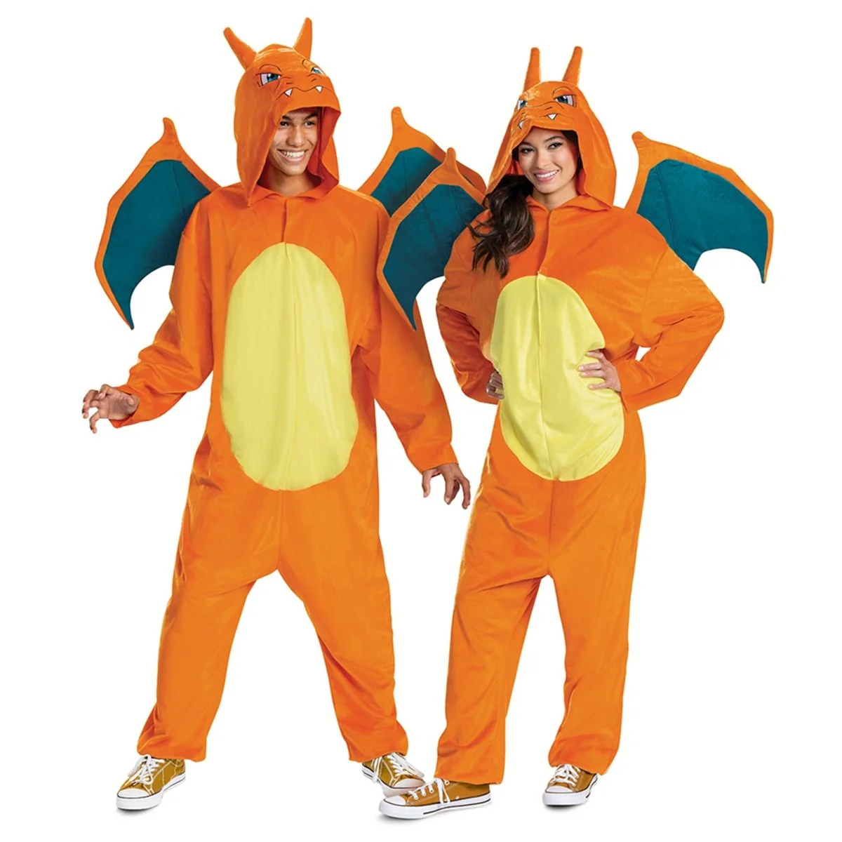Pokemon Charizard Deluxe Costume for Adults, Orange and Yellow Jumpsuit