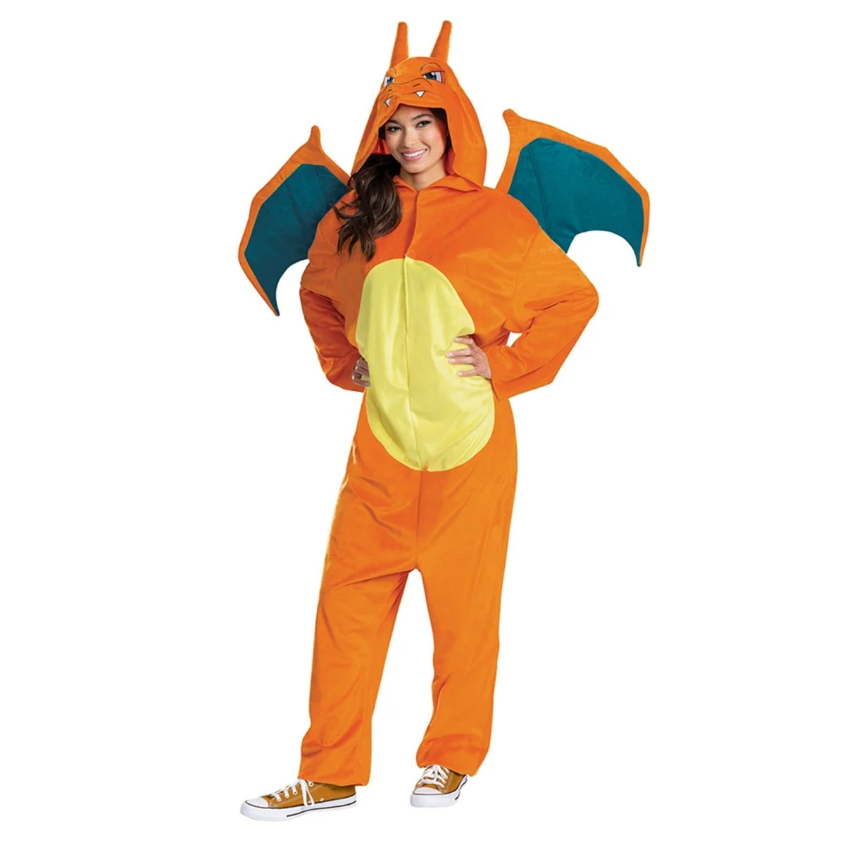 Pokemon Charizard Deluxe Costume for Adults, Orange and Yellow Jumpsuit - Image 2