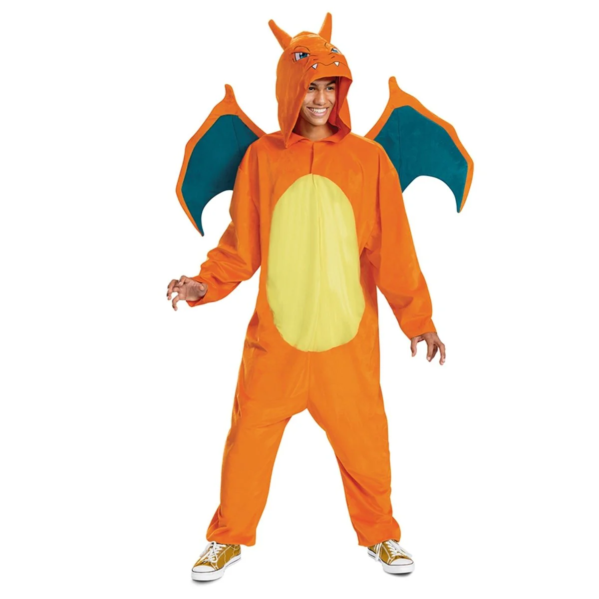 Pokemon Charizard Deluxe Costume for Adults, Orange and Yellow Jumpsuit - Image 4