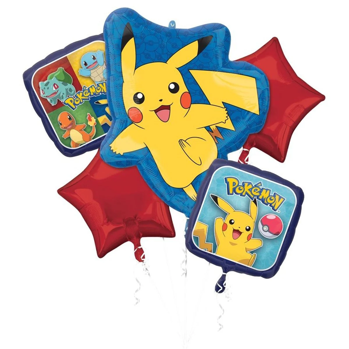 Pokémon Foil Balloon Bouquet, Helium Inflation Not Included, 5 Count